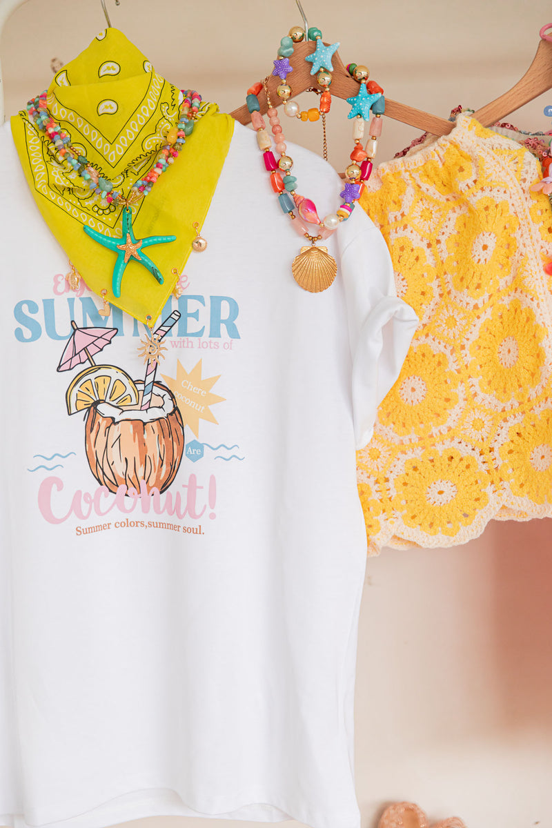 COCONUT Blanc - T-Shirt Imprimé
