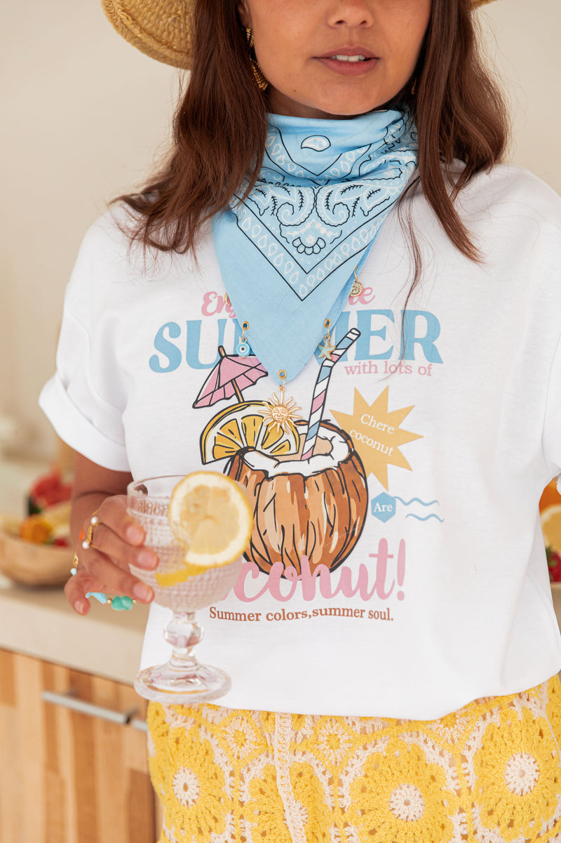 COCONUT Blanc - T-Shirt Imprimé