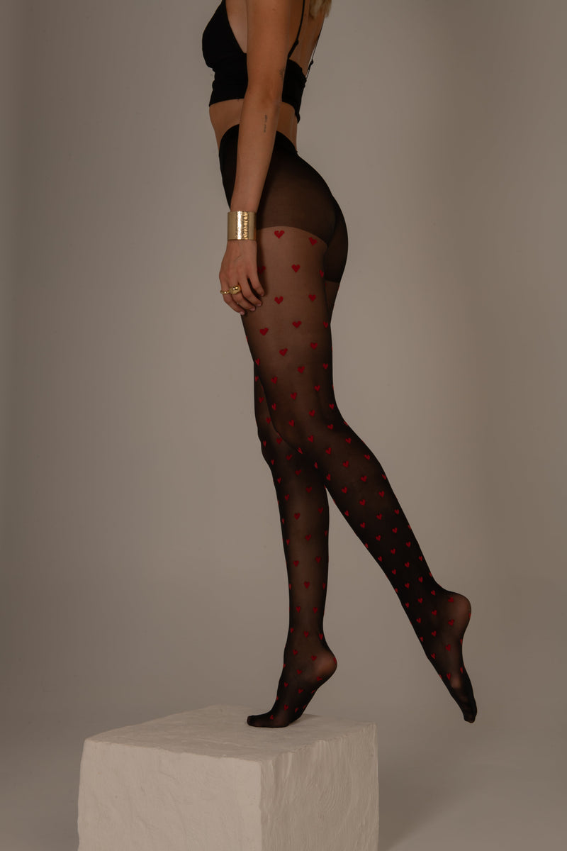 Collant Cœur Rouge - 20D