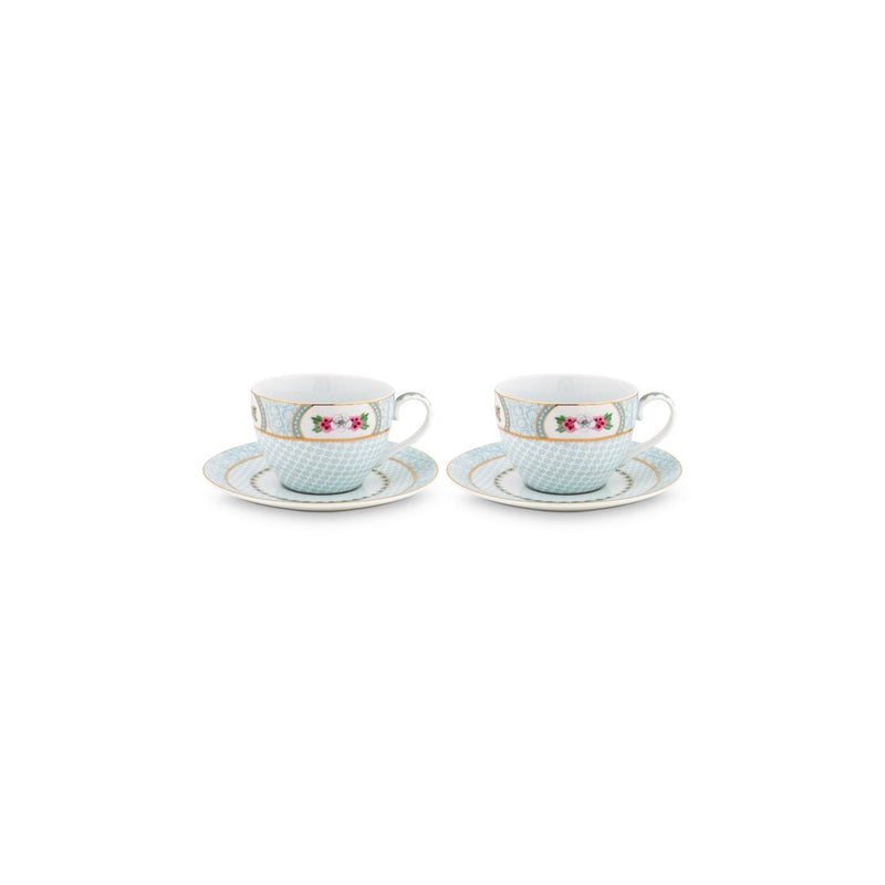 Caja de 2 tazas de té y platillos Blushing Birds - Blanco