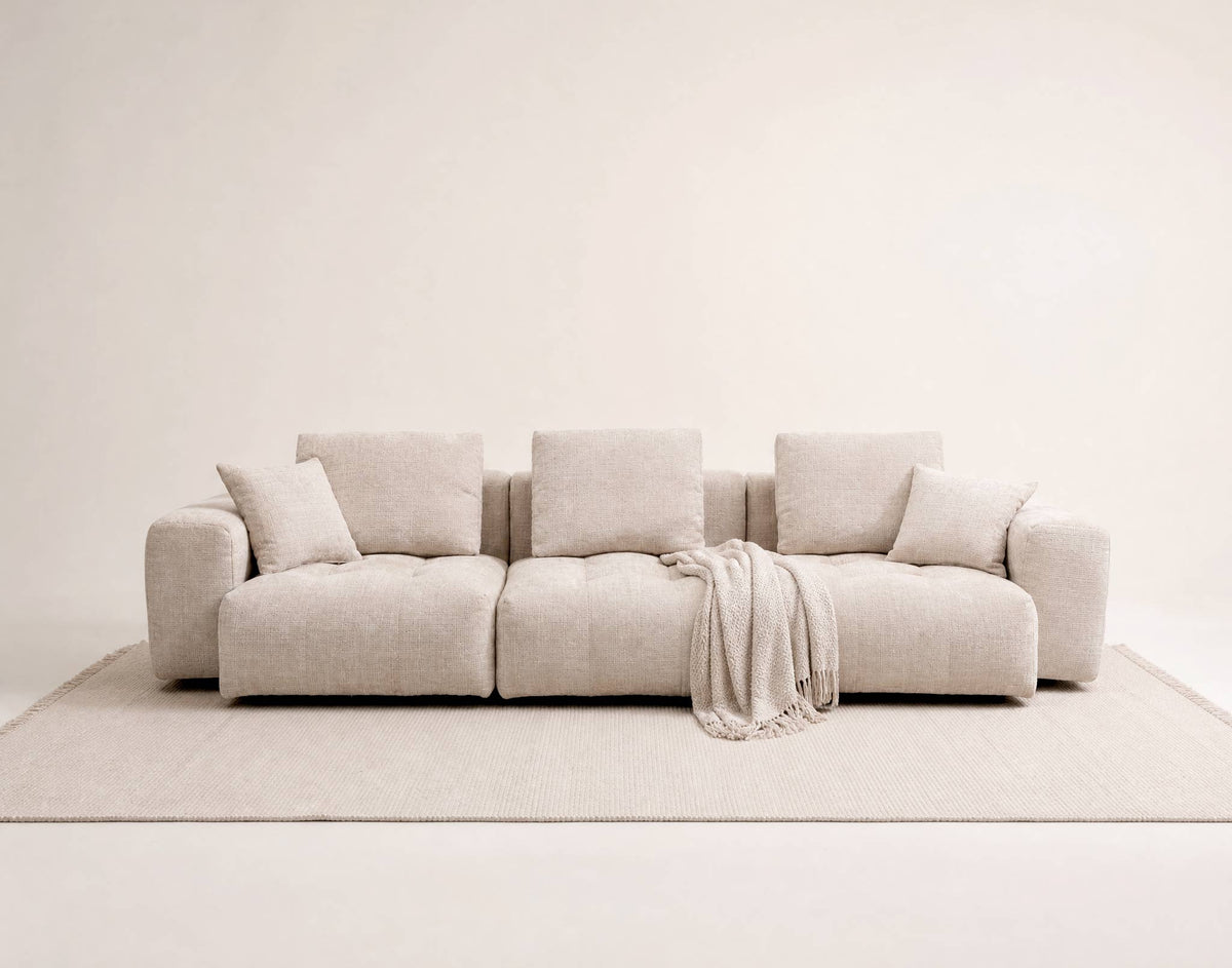 Colette - Canapé Modulable 3 Places - Velours Texturé - Beige