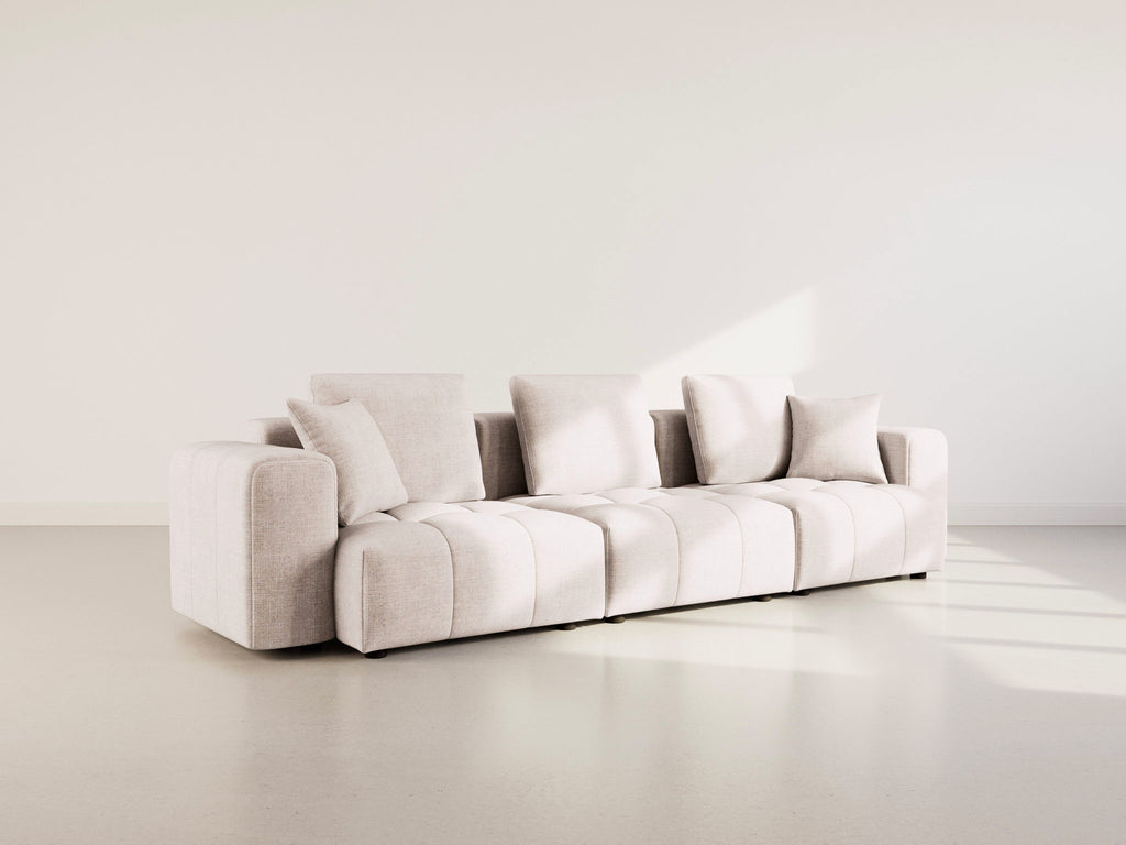 Colette - Canapé Modulable 3 Places - Velours Texturé - Beige
