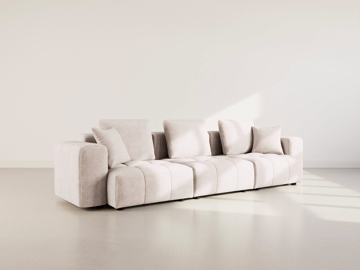 Colette - Canapé Modulable 3 Places - Velours Texturé - Beige