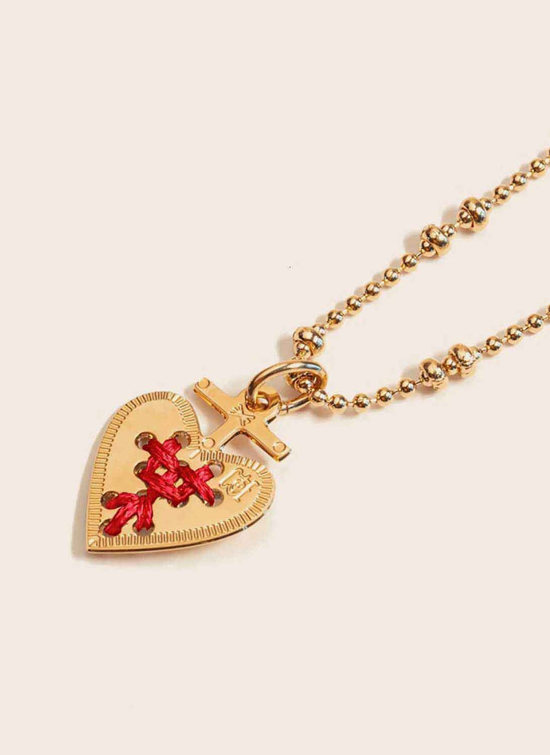 Camille Enrico - Aman Necklace - Red,Gold - Woman