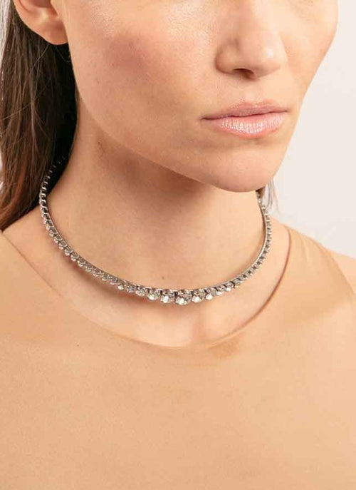 Helene Zubeldia - Collier Choker Cristaux - Argenté - Femme