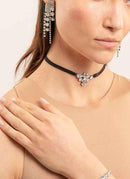 Helene Zubeldia - Collier Choker Velours Et Cristaux - Noir - Femme