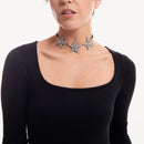Helene Zubeldia - Crystal Star Choker Necklace - Silver - Woman