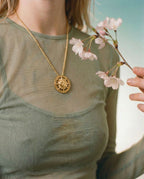 Christian Dior Vintage Feline Sun Pendant Necklace