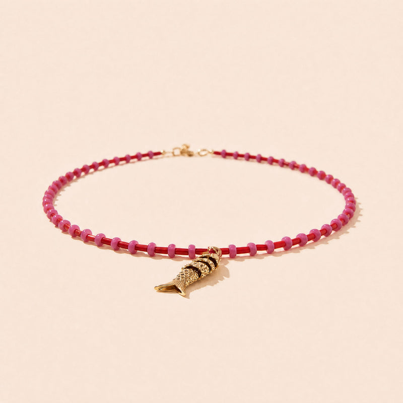 Le Collier Collioure Bambou De Mer Et Quartz Poisson