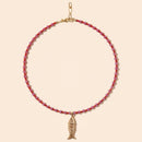 Le Collier Collioure Bambou De Mer Et Quartz Poisson