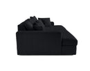 Collins - Canapé Avec Double Méridienne - 3 Places - Velours Grosses Côtes - Noir