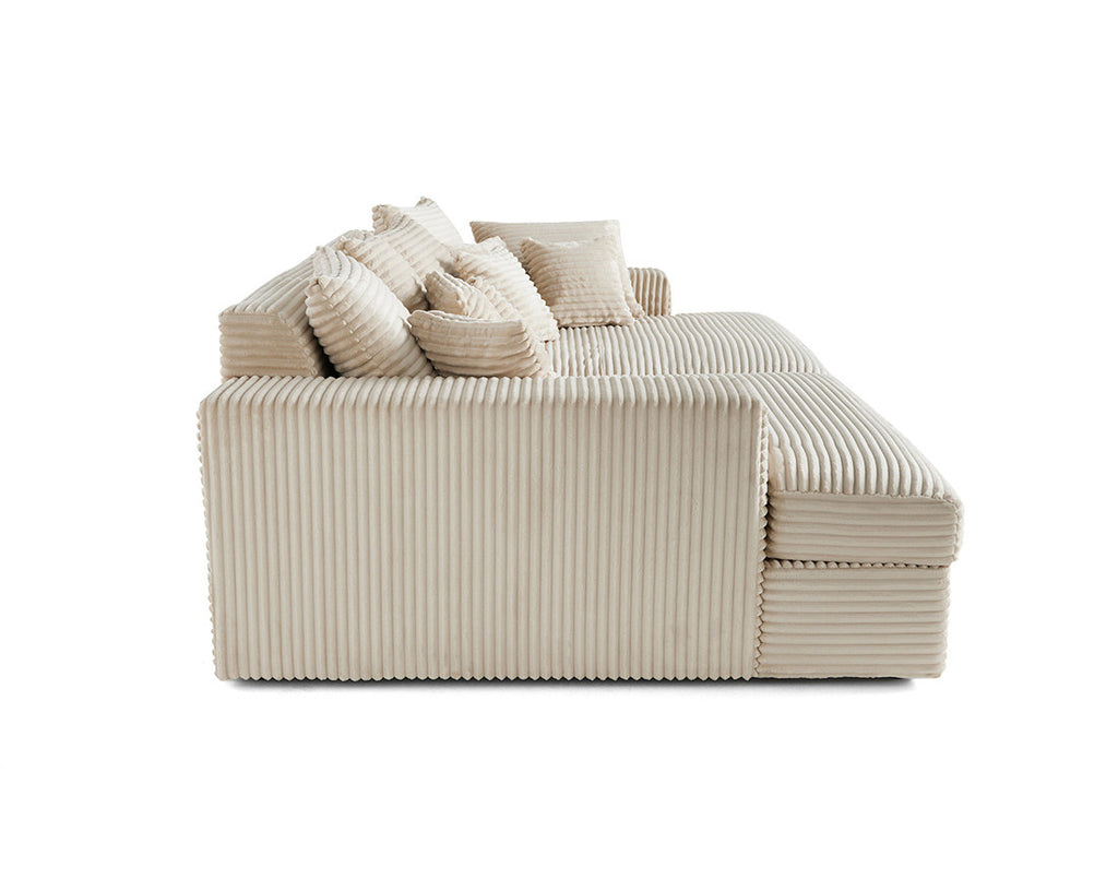 Collins - Sofa with Double Chaise Longue - 3-Seater - Jumbo Corduroy - Beige