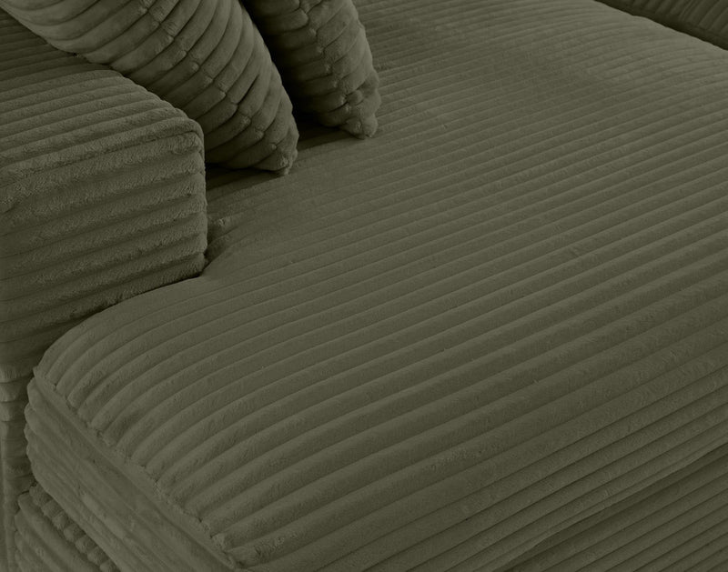 Collins - Canapé Avec Double Méridienne - 3 Places - Velours Grosses Côtes - Vert