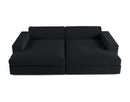 Collins - Canapé Avec Double Méridienne - 3 Places - Velours Grosses Côtes - Noir