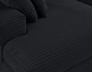 Collins - Canapé Avec Double Méridienne - 3 Places - Velours Grosses Côtes - Noir