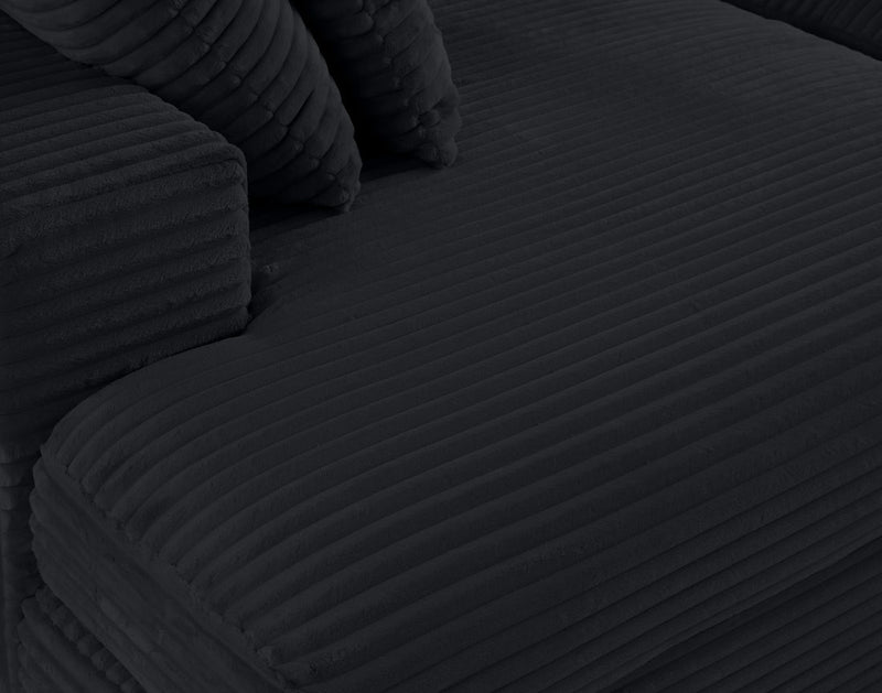 Collins - Canapé Avec Double Méridienne - 3 Places - Velours Grosses Côtes - Noir