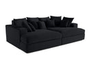 Collins - Canapé Avec Double Méridienne - 3 Places - Velours Grosses Côtes - Noir