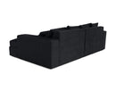 Collins - Canapé Avec Double Méridienne - 3 Places - Velours Grosses Côtes - Noir
