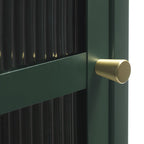 Bjorn - 1-Door Storage Cabinet - Fluted Glass and Metal - Dark Green