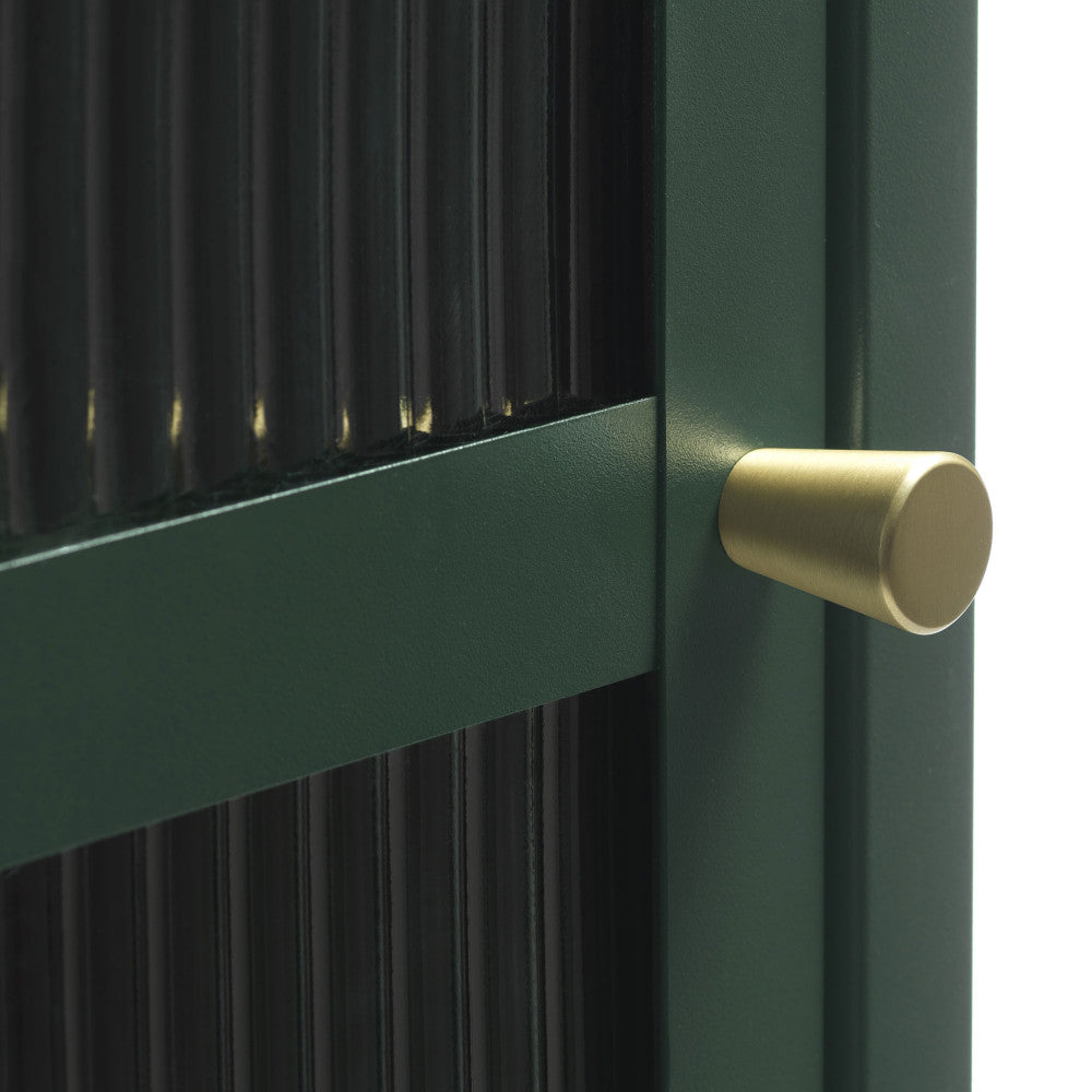 Bjorn - 1-Door Storage Cabinet - Fluted Glass and Metal - Dark Green