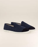 Zapatilla de lana para hombre, azul marino Angarde packshot perfil