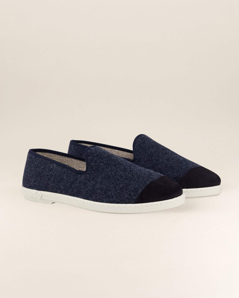 Zapatilla de lana para hombre, azul marino Angarde packshot perfil