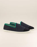 Zapatilla de lana para hombre, verde marino Angarde packshot perfil