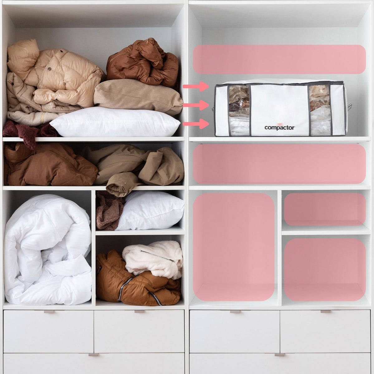Lot 3 Housses De Rangement Sous Vide - Tailles M + L + XXL