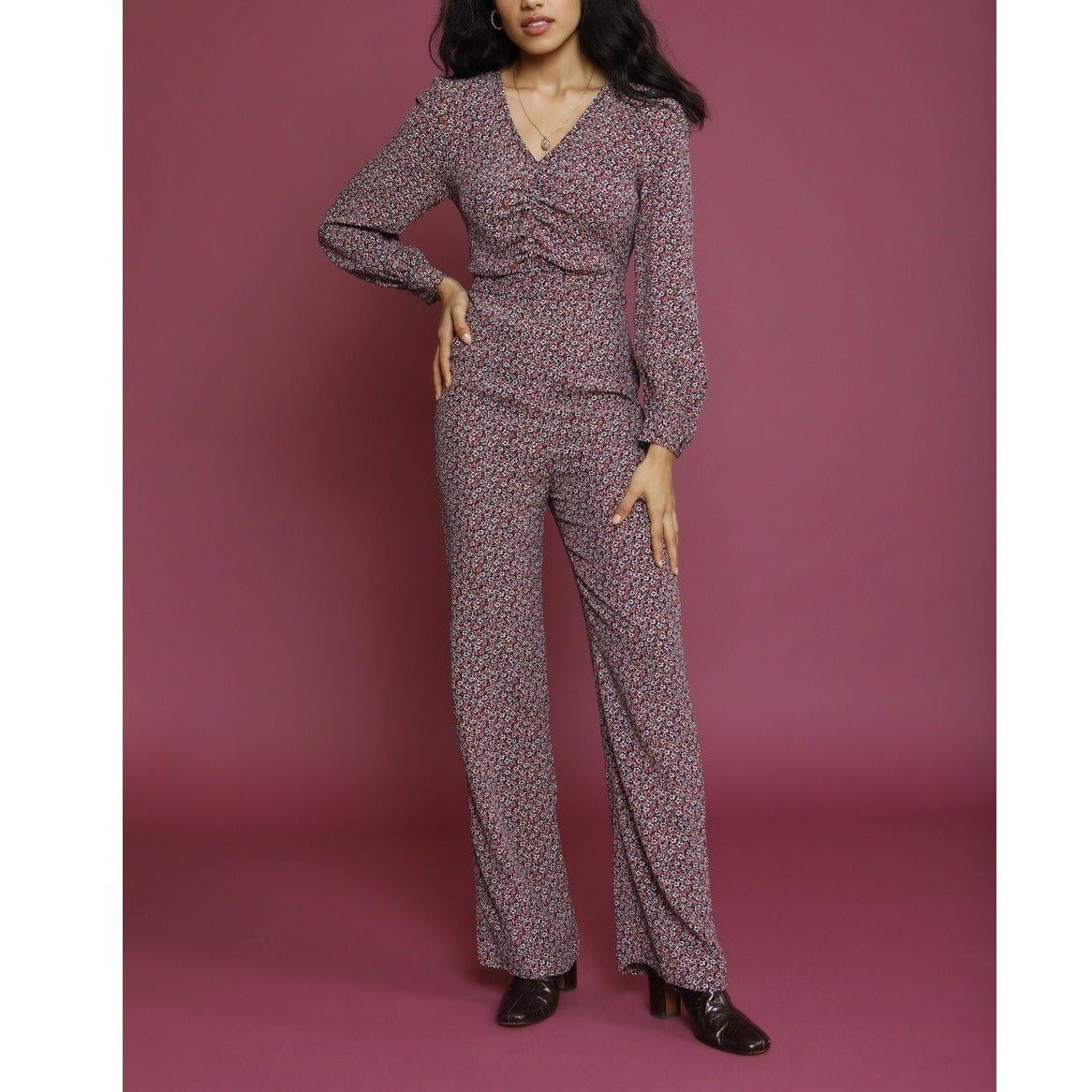 Andrea Jumpsuit - Red Mini Fleurette