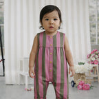 Combinaison Gabriel Rayée - Bébé Fille - Rayures Old Pink & Olive