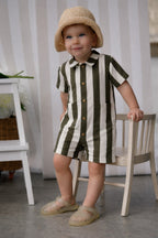 Combinaison Charly Maxi Rayures - Bébé Garçon - Olive & White