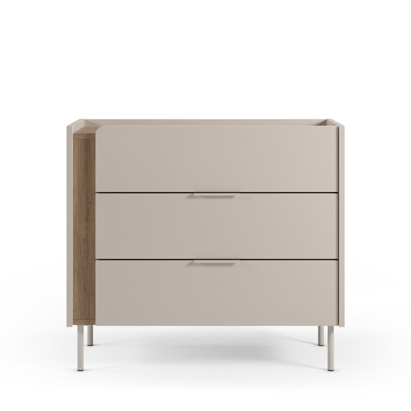 Boxy - Commode 3 Tiroirs Et Métal - Bois - Beige
