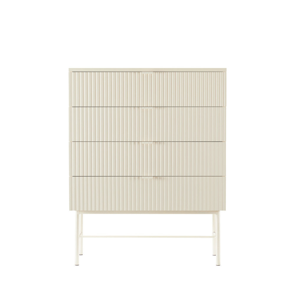 Molly - Commode 4 Tiroirs - Bois Et Métal - Crème