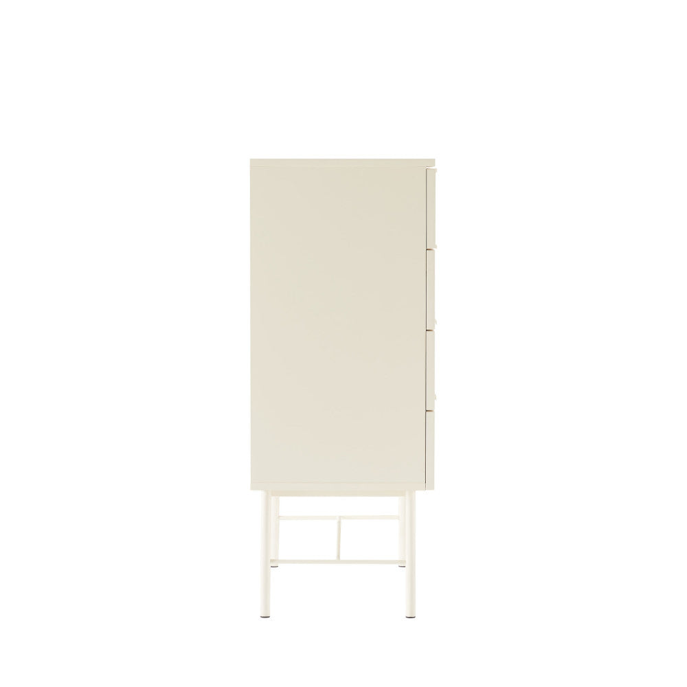 Molly - Commode 4 Tiroirs - Bois Et Métal - Crème