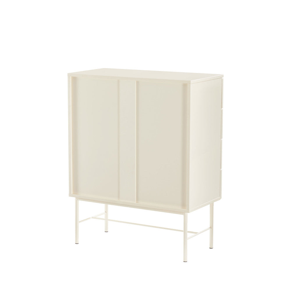 Molly - Commode 4 Tiroirs - Bois Et Métal - Crème
