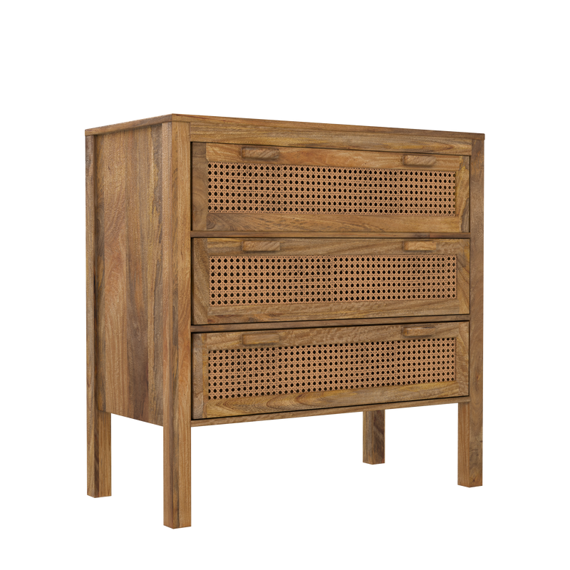 Commode en cannage 3 tiroirs Tiki