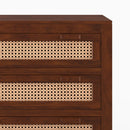 Commode Tiki en bois de manguier et cannage
