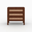 Commode Tiki en bois de manguier et cannage