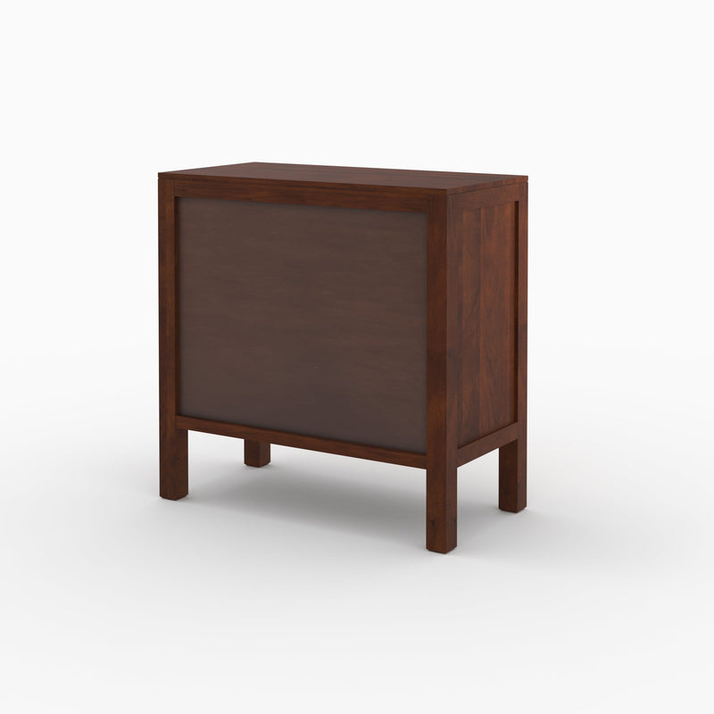 Commode Tiki en bois de manguier et cannage