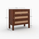 Commode Tiki en bois de manguier et cannage