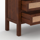 Commode Tiki en bois de manguier et cannage