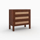 Commode Tiki en bois de manguier et cannage