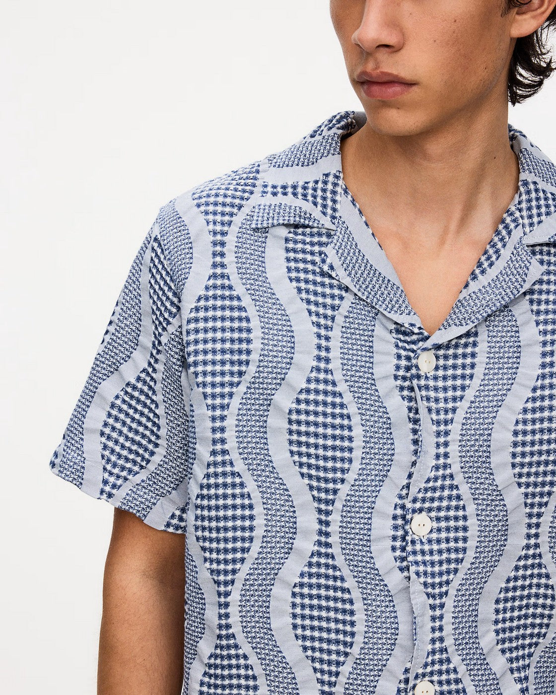 Chemise Como Cuba Waffle - Bleu