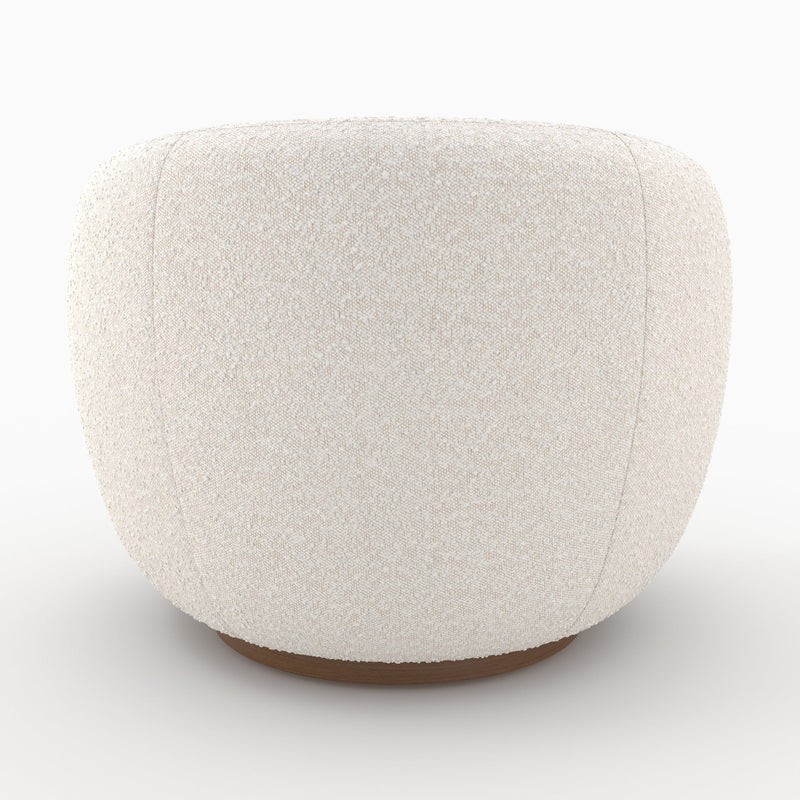 Fauteuil pivotant Naya en tissu bouclé blanc