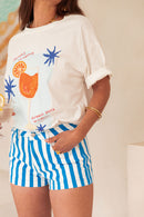 CONRAD Bleu Roi - Mini Short Rayé