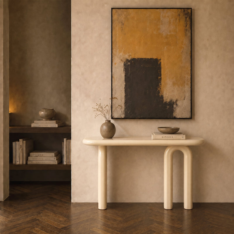 Console Opale laquée blanche en MDF, 120 cm