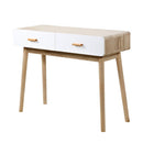 Console 2 Tiroirs Scandinave Bois Et Blanc - Décor Bois