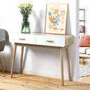 Console 2 Tiroirs Scandinave Bois Et Blanc - Décor Bois