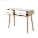 Console 2 Tiroirs Scandinave Bois Et Blanc - Décor Bois