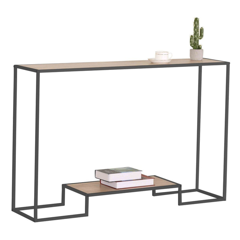 Console Moderne 2 Niveaux Décor Chêne - Décor Bois